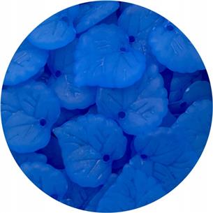 Koraliki mrożone listki listek / akrylowe / niebieskie / 16x15mm / 25szt-6001