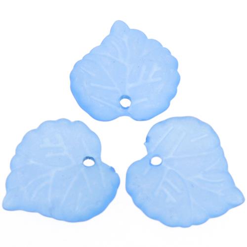 Koraliki mrożone listki listek / akrylowe / niebieskie / 16x15mm / 25szt-12691