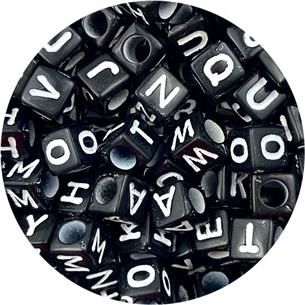 MIX koraliki modułowe literki / czarne / 6x6mm / 17,5g / 100szt-11620