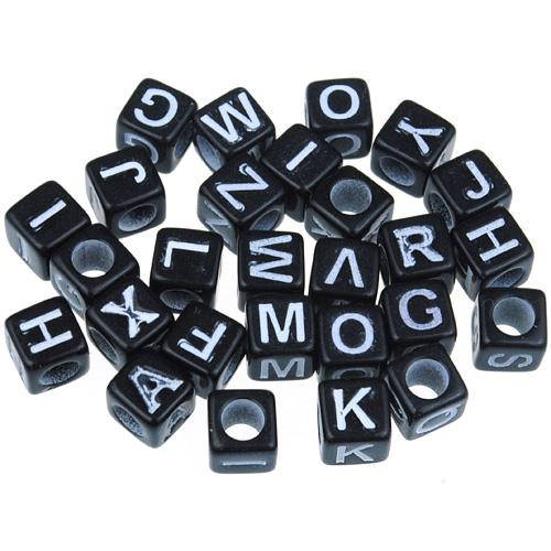 MIX koraliki modułowe literki / czarne / 6x6mm / 17,5g / 100szt-12641