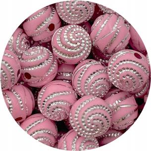 Koraliki kulki zdobione róże / akrylowe / różowe / 10mm / 25szt-5235