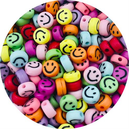 Miks koraliki emotki 7mm / akrylowe / 7x4mm / 13,8g / 100szt-12344