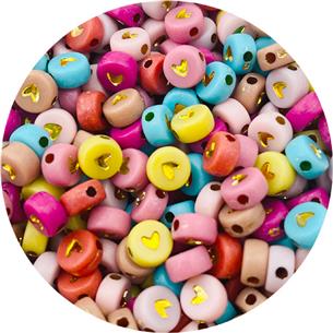 MIX koraliki złote serce 7mm / akrylowe / 7x3mm / 13,5g / 100szt-12345