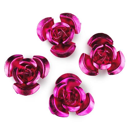 Koraliki różyczki / aluminiowe / różowe / 10x6mm / 25szt-12698