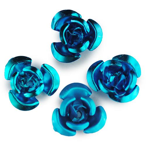 Koraliki różyczki / aluminiowe / niebieskie / 10x6mm / 25szt-12699