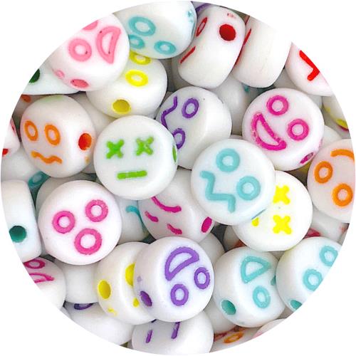 Miks koraliki emotki / akrylowe / 7x4mm / 13,7g / 100szt-13079