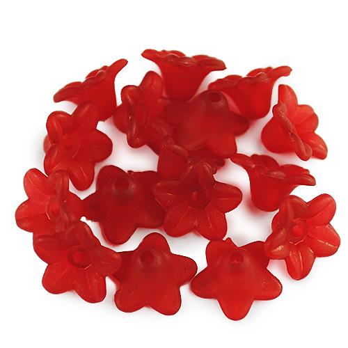 Koraliki kwiatki / akrylowe / czerwone / 10mm / 6,0g / 50szt-12711