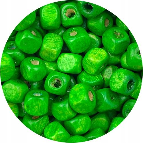 Koraliki kostki / drewniane / zielone / 5mm / 50szt-1097