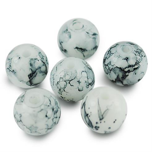 Koraliki powlekane marmurkowe / szklane / j.szare / 8mm / 50szt-12825