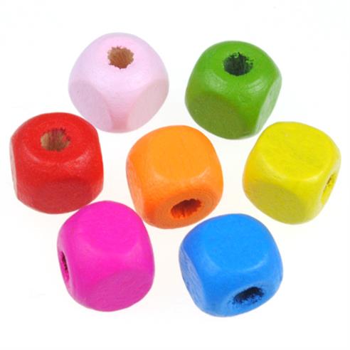 MIX koraliki kostki / drewniane / multikolor / 8mm / 10,5g / 50szt-12829