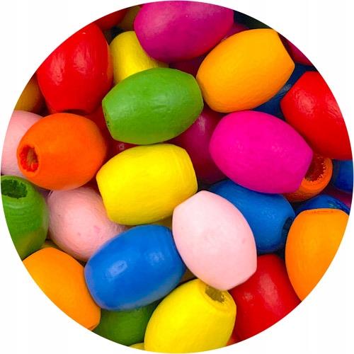 Miks koraliki oliwki / drewniane / multikolor / 10x8mm / 50szt-6430