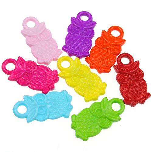 MIX koraliki zawieszki sowy / akrylowe / multikolor / 21x10mm / 20szt-12833