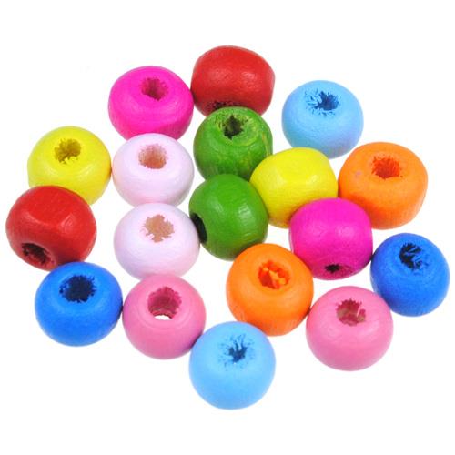 MIX kolorowe kulki / drewniane / multikolor / 6x5mm  / 6,6g / 100szt-12835