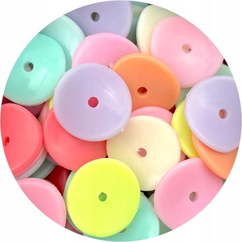 MIX koraliki dyski 15x3mm / akrylowe / 15,6g / 50szt-8957