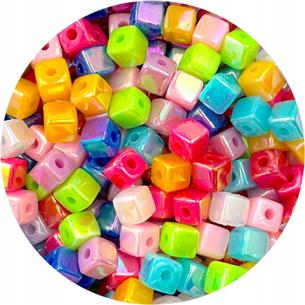 Miks koraliki kostki opalizujące / akrylowe / 4mm / 11.5g / 200szt-11554