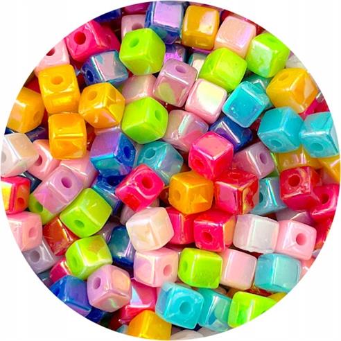 Miks koraliki kostki opalizujące / akrylowe / 4mm / 11.5g / 200szt-11554