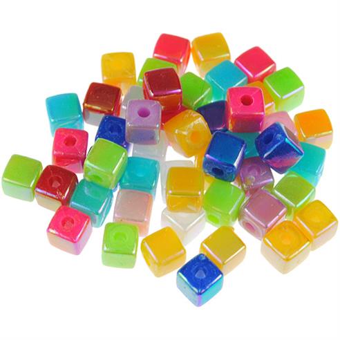 Miks koraliki kostki opalizujące / akrylowe / 4mm / 11.5g / 200szt-12838