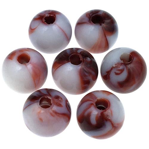 Koraliki kulki dwukolorowe / akrylowe / brązowe / 8mm / 12,6g / 50szt-12844