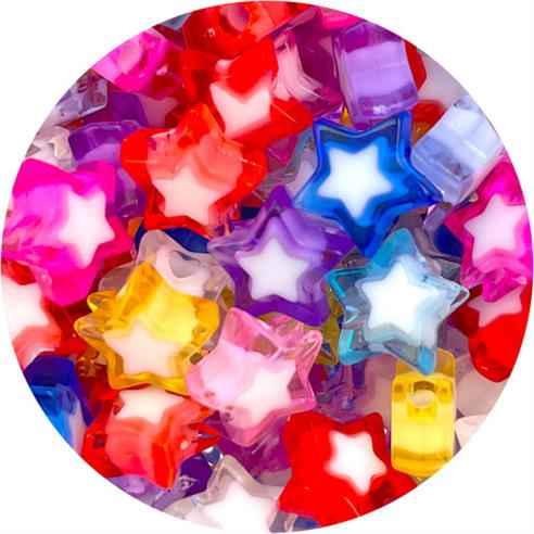 MIX koralik w koraliku gwiazdka / akrylowe / 10x9mm / 9.2g / 50szt-13168