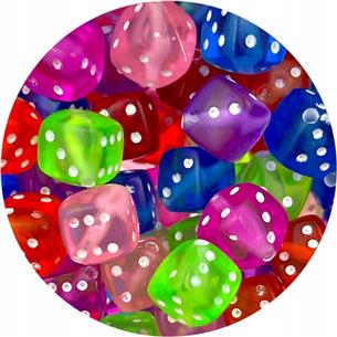 Miks koraliki kostki do gry / akrylowe / 8mm / 23,0g / 50szt-12612