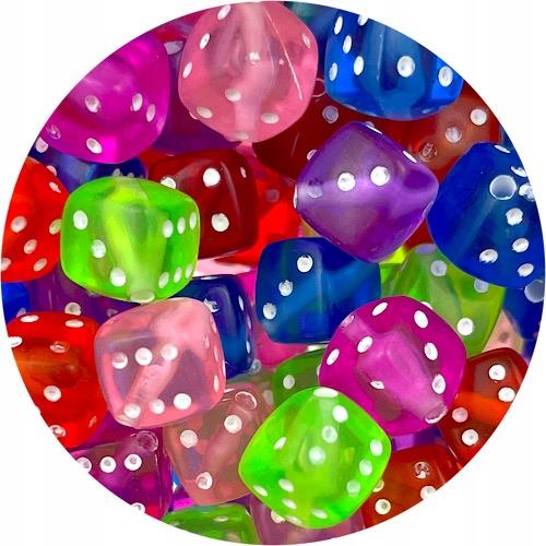 Miks koraliki kostki do gry / akrylowe / 8mm / 23,0g / 50szt-12612