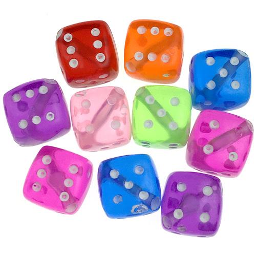 Miks koraliki kostki do gry / akrylowe / 8mm / 23,0g / 50szt-11959