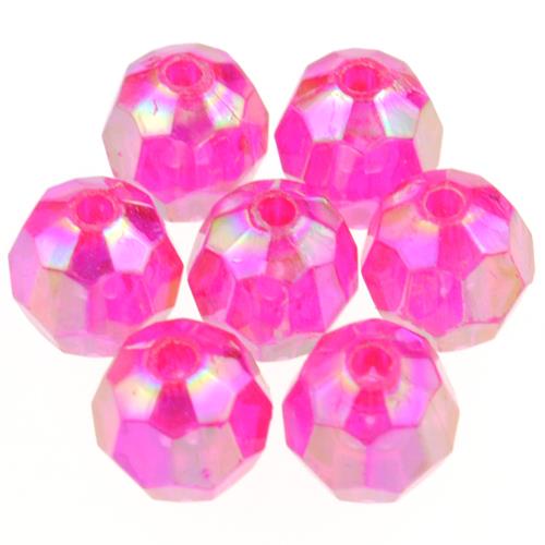 Koraliki opalizujące szlifowane / akrylowe / różowe / 8mm/ 12.3g / 50szt-6292