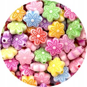 Miks koraliki kwiatki / akrylowe / 11x10mm / 17,5g / 50szt-12586