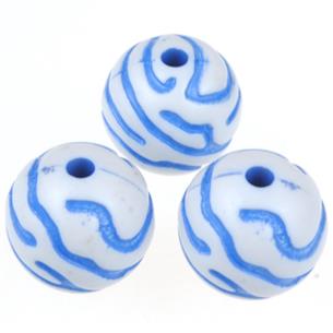 Koraliki kule zdobione z wzorkami / akrylowe / niebieskie / 15mm / 2szt-6301
