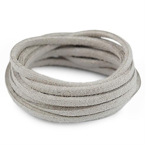 Rzemień zamszowy płaski 3mm / ekologiczny / szary / 5m-6023