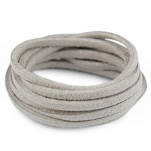 Rzemień zamszowy płaski 3mm / ekologiczny / szary / 5m-6023