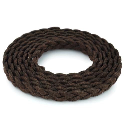 Rzemień zamszowy pleciony 6mm / ekologiczny / brązowy / 5m-6038