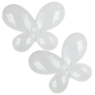 Koraliki białe motylki motyle / akrylowe / białe, transparentne / 29mm / 4szt-5172