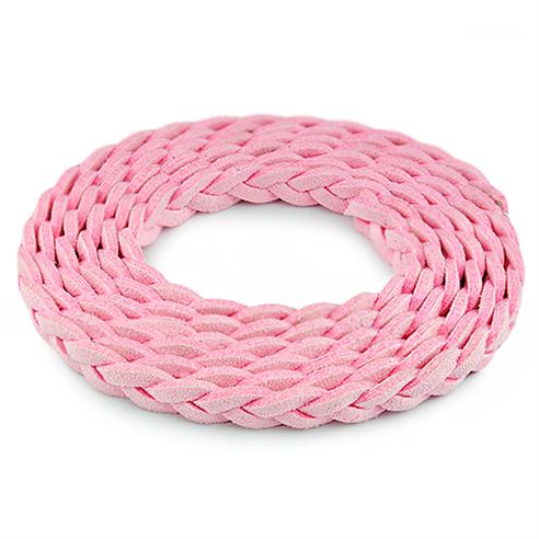 Rzemień zamszowy pleciony 6mm / ekologiczny / różowy / 5m-6043