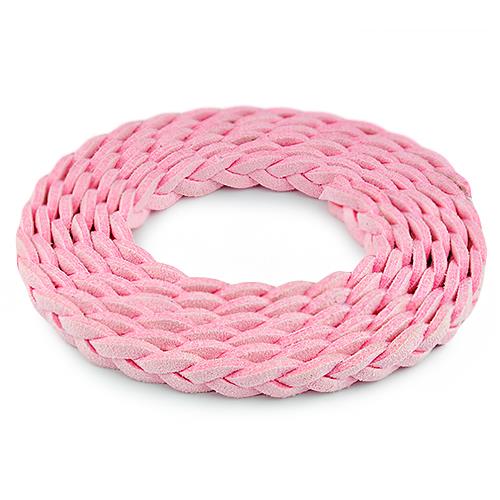 Rzemień zamszowy pleciony 6mm / ekologiczny / różowy / 5m-6043