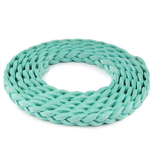 Rzemień zamszowy pleciony 6mm / ekologiczny / miętowy / 5m-6061