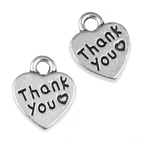 Zawieszka charms serce wisiorek thank you / matalowa / 12x10x2mm / 10szt-9234