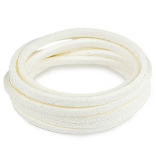 Rzemień płaski zamszowy 3mm / ekologiczny / biały / 5m-6040