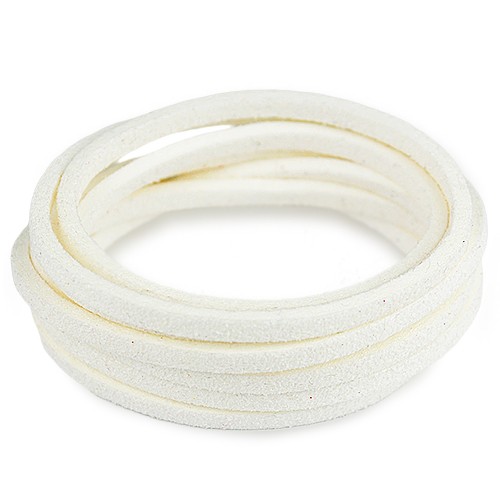 Rzemień płaski zamszowy 3mm / ekologiczny / biały / 5m-6040