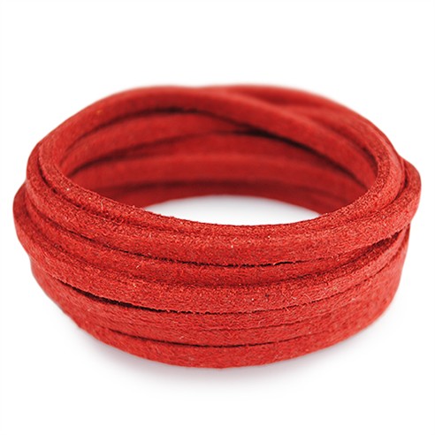 Rzemień płaski zamszowy 3mm / ekologiczny / czerwony / 5m-6050