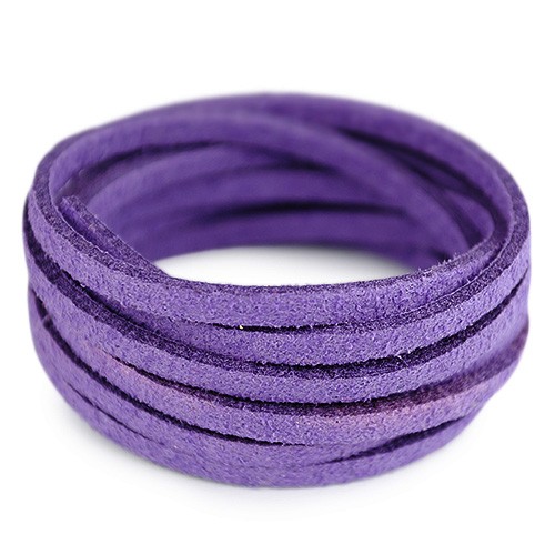 Rzemień płaski zamszowy 3mm / ekologiczny / fioletowy, wrzosowy / 5m-13326