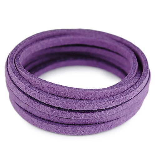 Rzemień płaski zamszowy 3mm / ekologiczny / ciemny fioletowy / 5m-13327