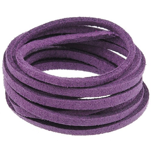 Rzemień zamszowy płaski 3mm / ekologiczny / c.fioletowy / 5m-13329