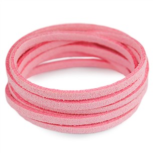 Rzemień zamszowy płaski 3mm / ekologiczny / jasny różowy / 5m-6468