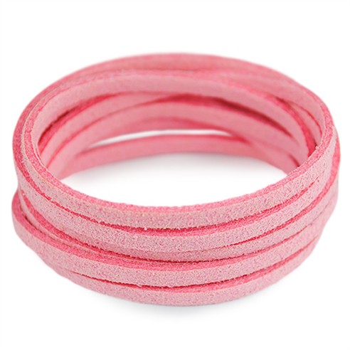 Rzemień zamszowy płaski 3mm / ekologiczny / jasny różowy / 5m-6468