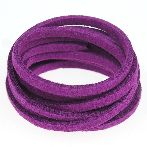 Rzemień zamszowy płaski 3mm / ekologiczny / fioletowy róż / 5m-6738