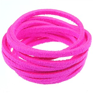 Rzemień zamszowy płaski 3mm / ekologiczny / neonowy różowy / 5m-8603