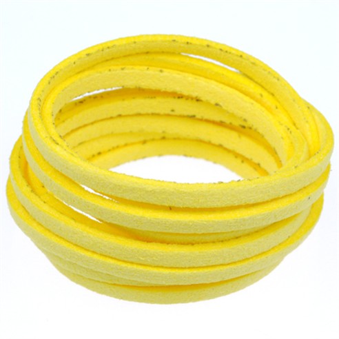 Rzemień zamszowy płaski 3mm / ekologiczny / żółty / 5m-7145
