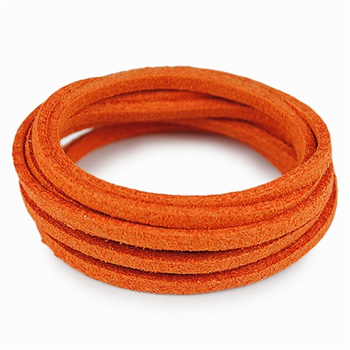 Rzemień zamszowy płaski 3mm / ekologiczny / c.pomarańczowy / 5m-6092