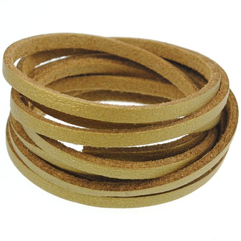 Rzemień zamszowy płaski 3mm / ekologiczny / złoty / 5m-8600